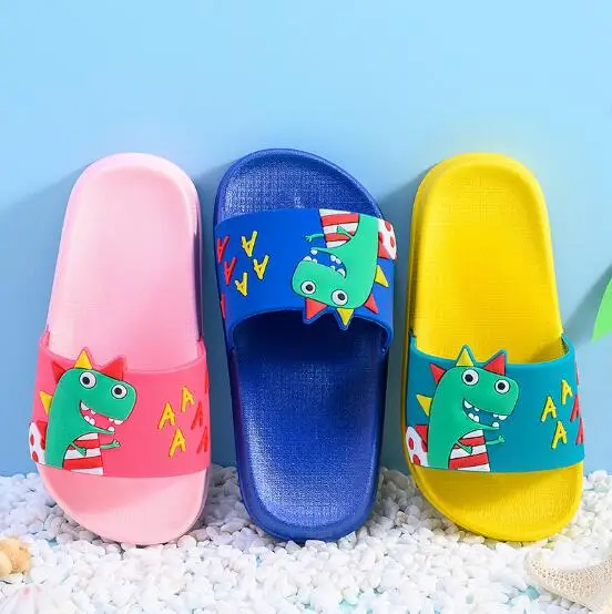 Wholesale Cartoon Kids Girls Boys Dinosaur Printed Indoor Slippers Summer Outdoor Bathroom Sandals Shoes slippers for children