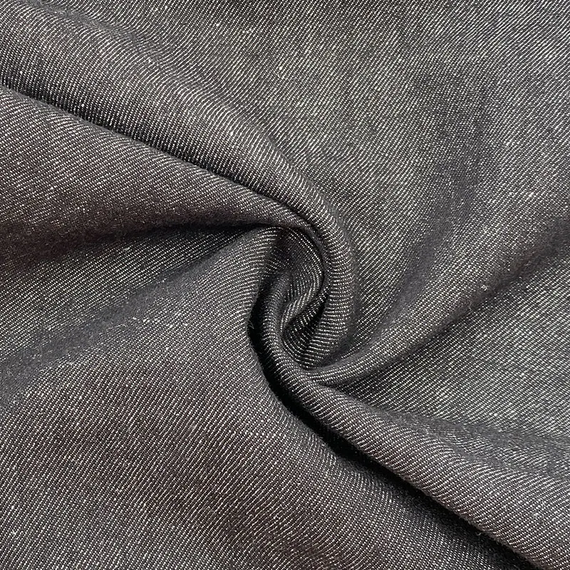 Textile man women dress clothing woven textured twill weave denim style material mix blend 55% hemp 45% cotton fabric