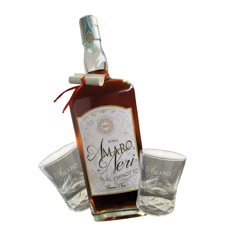 italian Chinotto 35% vol. Liquor Gift Set with drink cups alcohol glass spirit bottle 700ml