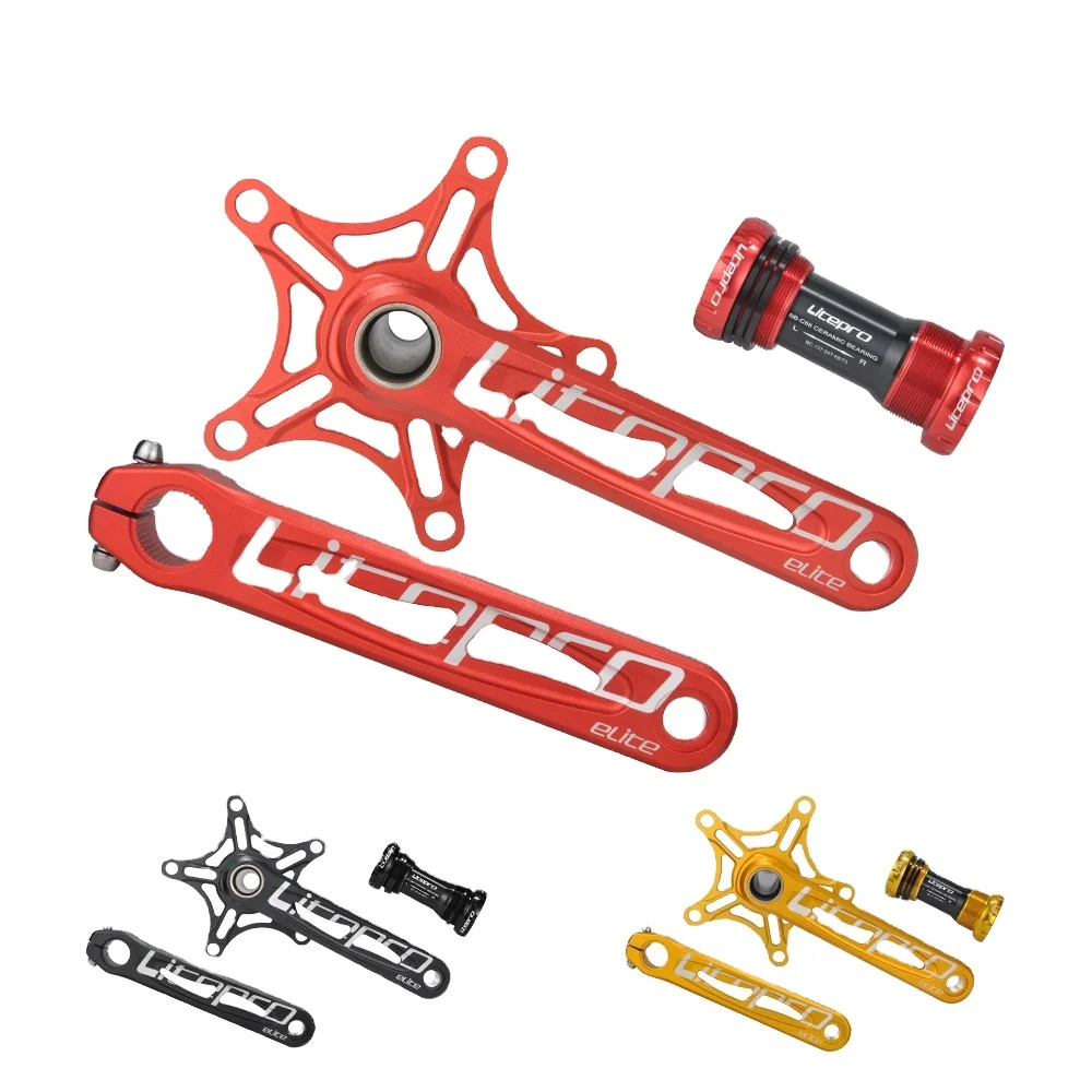 Litepro Elite Bicycle Crankset 130BCD Bike 170MM Crankset  Ceramic Bottom Bracket   Aluminum Alloy Crank Cycling Bicycle Parts
