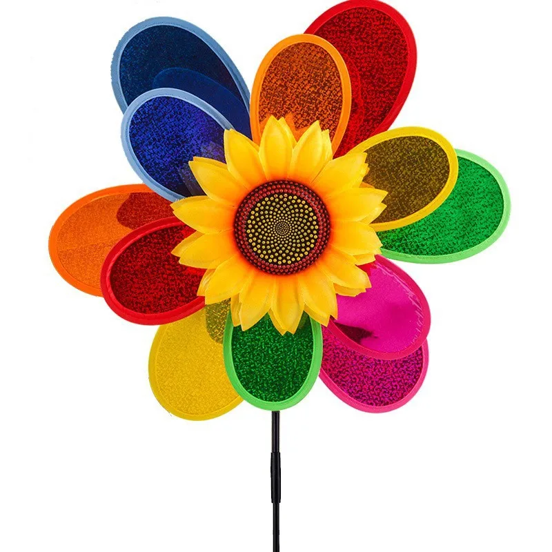 Double -layer laser flash plastic solar flower windmill for children toy decoration