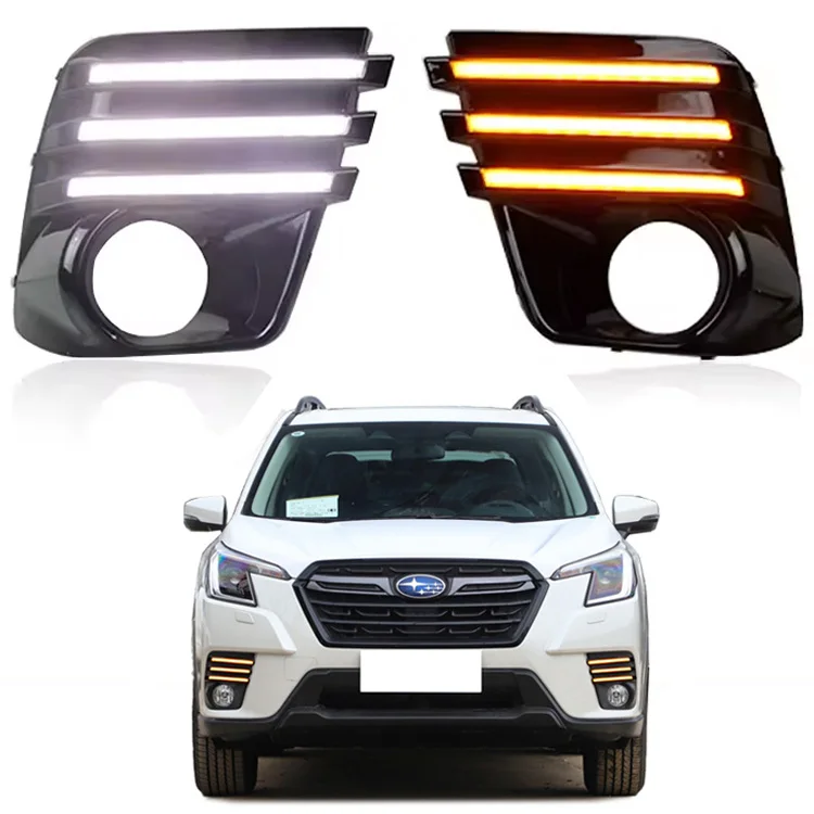 Front led Daytime Running Light for Subaru Forester 2022 2023 2024 DRL driving Lamp Fog light Bezel Cover kit Auto parts
