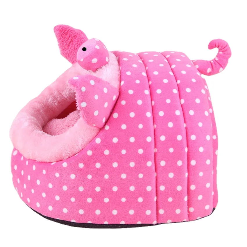 Pink Pig Design Luxury Pet Bed New Warm Plush Dog House Dog Cat Sleeping Pet Bed