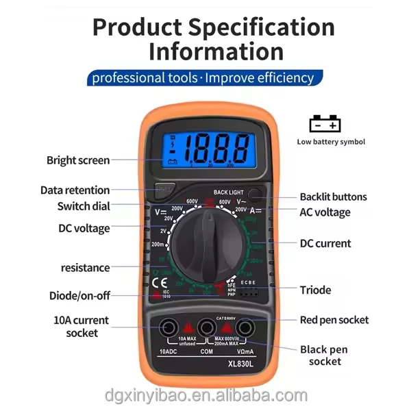 2024 XL830L digital display digital multimeter high cost performance high precision electrical measuring instruments and meters