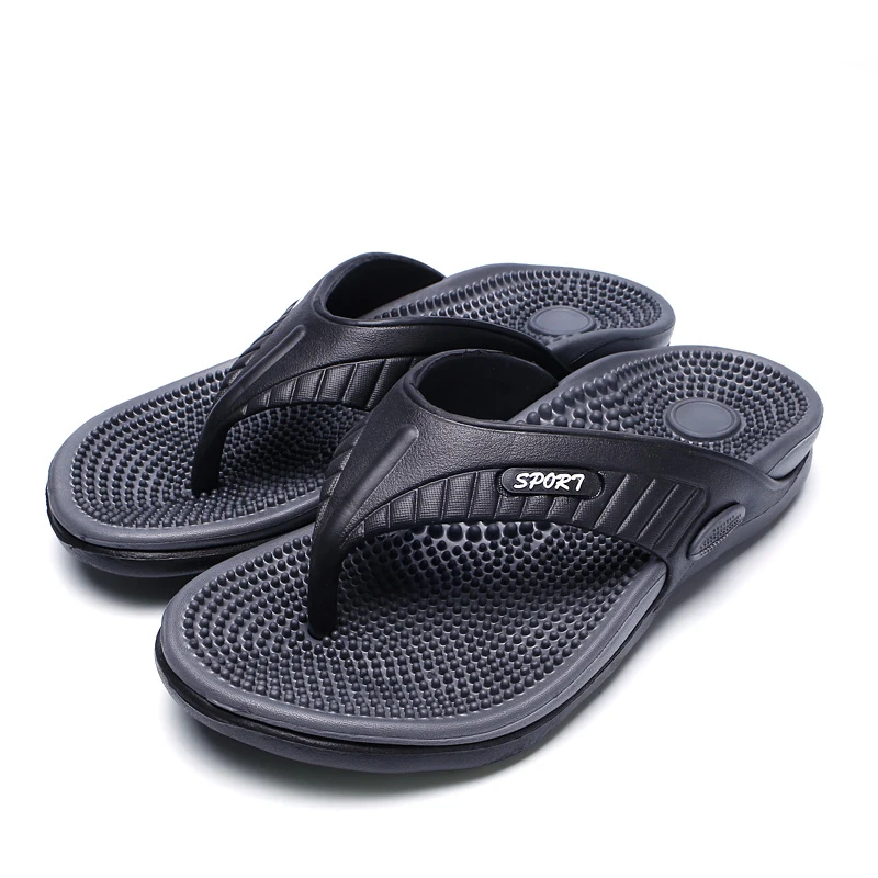 Wholesale Casual Men Slippers Summer Boys Rubber Slip-on Flip Flops  Charms Massage Sandals EVA Outdoor