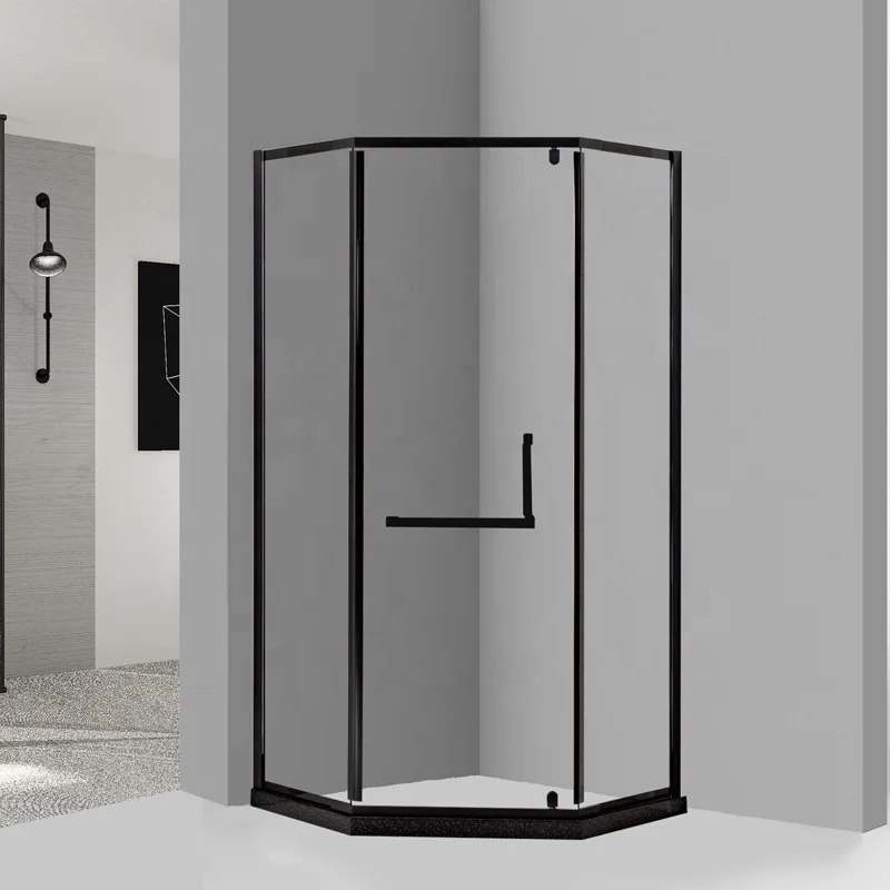 Factory direct sale high quality bathroom enclosure simple pivot tempered glass corner diamond shape shower room