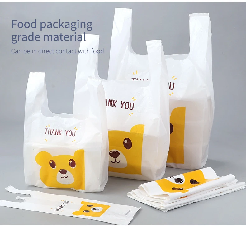 Take Out Bag Disposable Plastic Bag Factory Price OEM HDPE Food Shopping Plastic Customized Thank You Printing PE Carton Packing