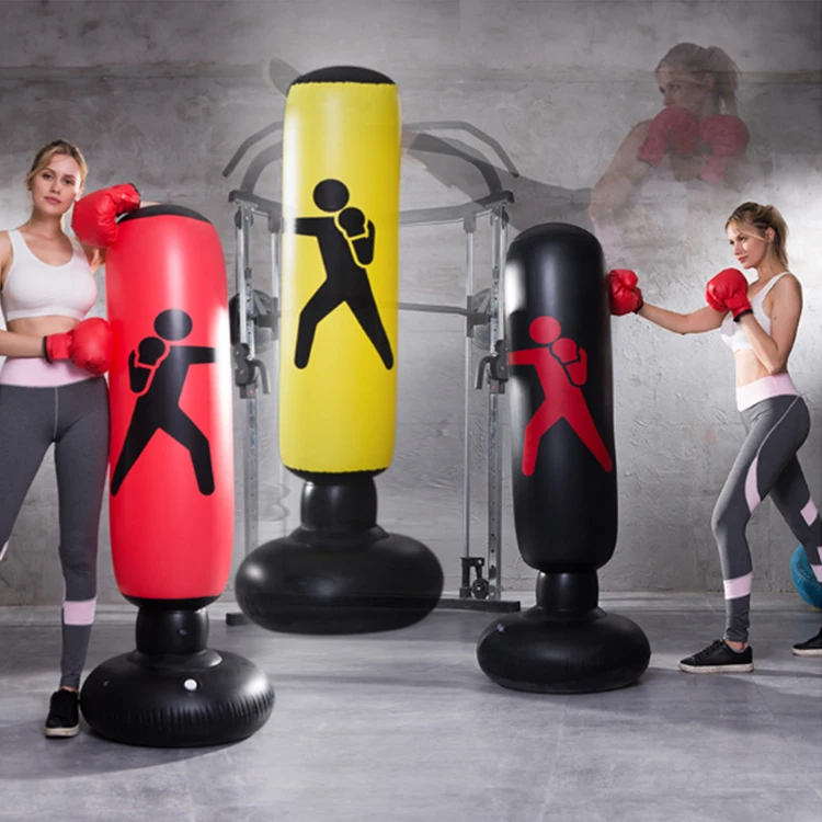 Three Color Inflatable Kick Boxing Punching Bag Free Standing