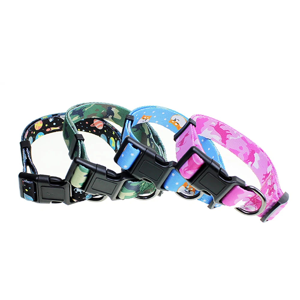 Custom Floral Nylon Printed Dog Collar with Sublimated Logo Personalized Luxury Design for Large Dogs