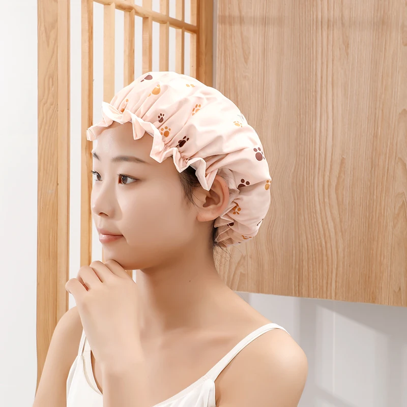 luxury double layer shower cap Waterproof Shower Cap Bath Cap