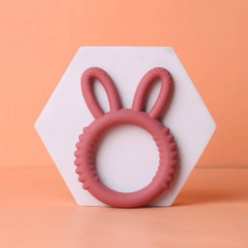 Manufacturers Learning Silicone Teether baby Teether New Rabbit Tooth glue Silicone Bite Toy Silicone Teether Toy For Children