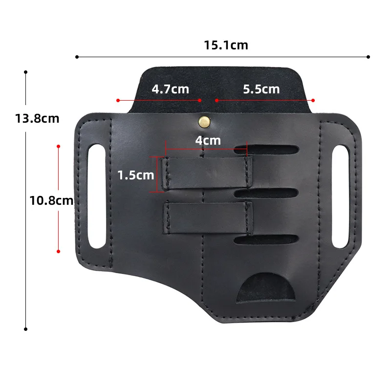 Camping Leather Holster Outdoor Camp Flashlight Pocket Sheath Edc Tools Pouch