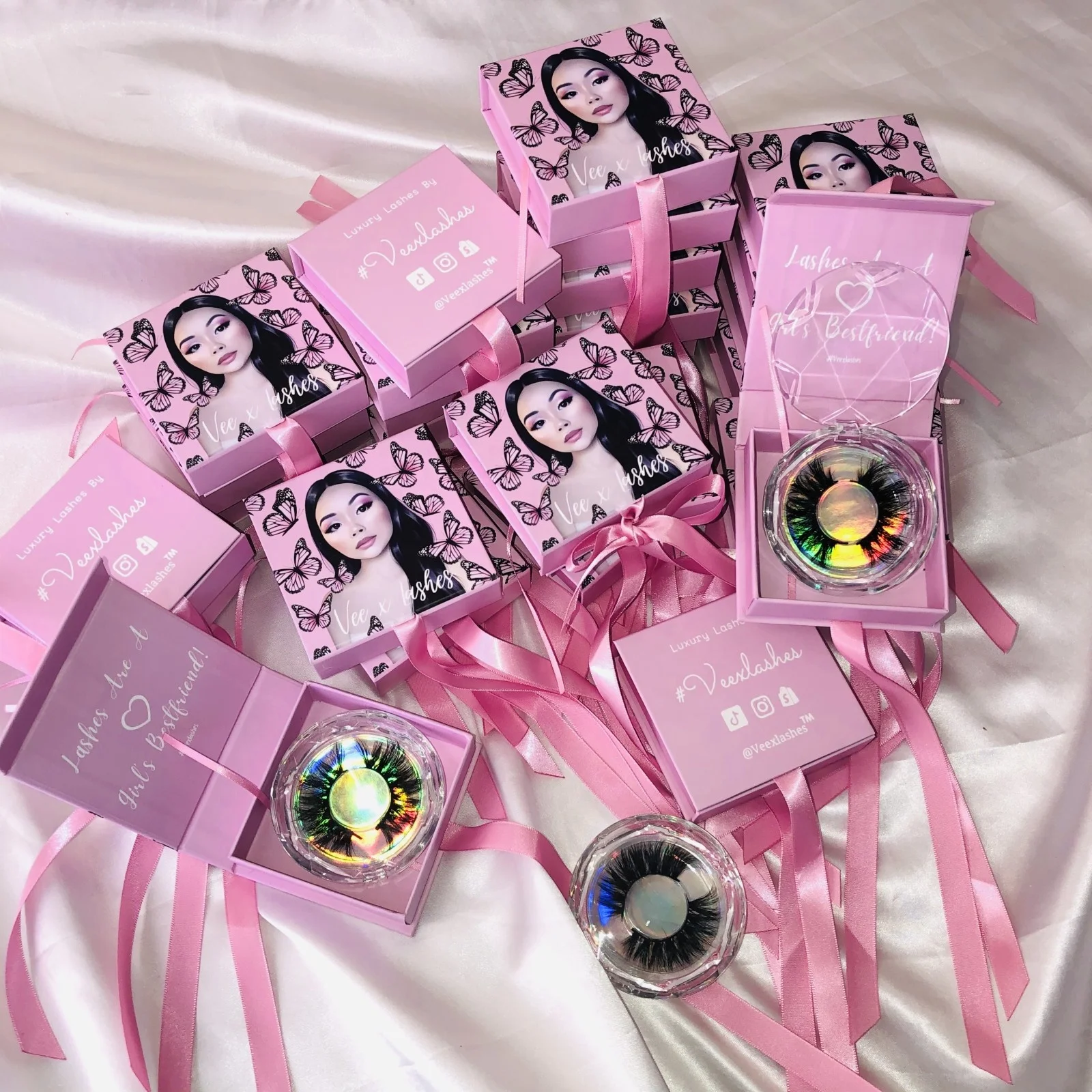 
Wholesale 3d/5d 25mm full strip eyelash extension real mink eye lashes private label packaging box vendor false mink eyelashes 