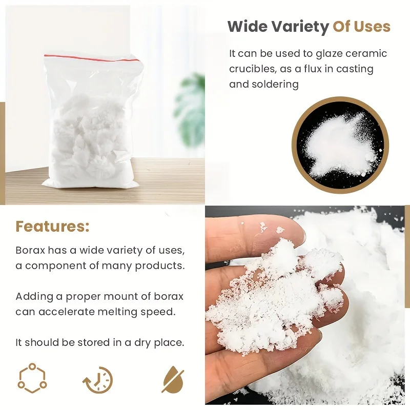 Melting Metal Tool Kit, Includes Metal Crucible Tong, Quartz Crucible Bowls & 0.5 LBS Borax  powder, Metal Craft Casting Tool