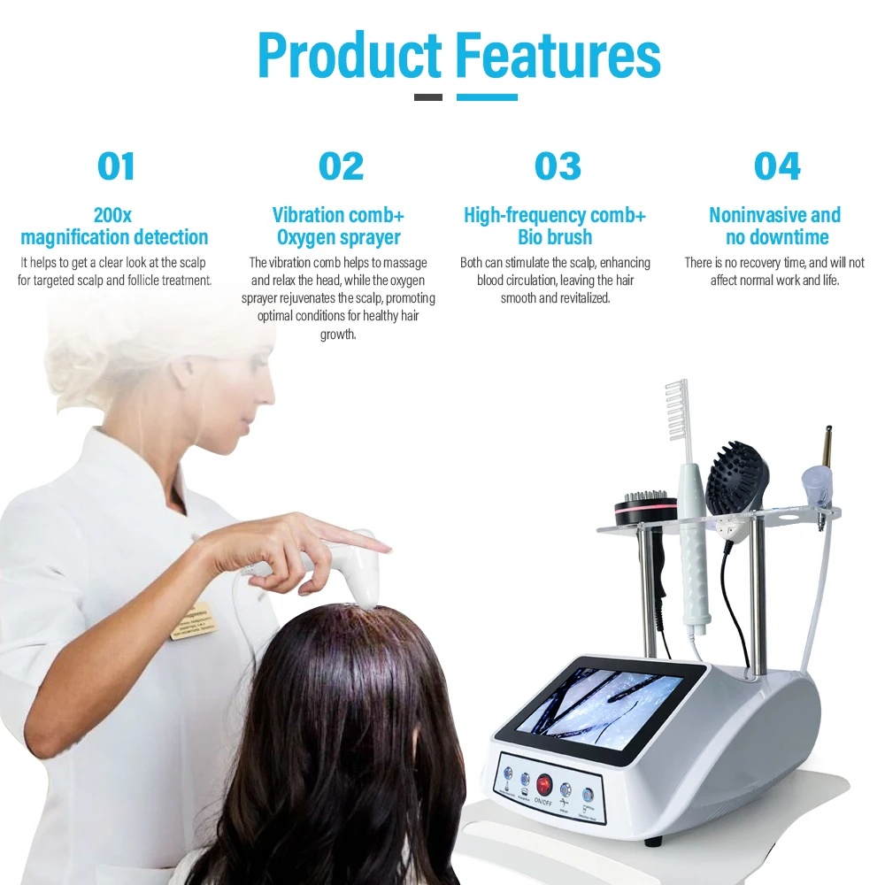 Hot 5 in 1 hair scalp analyser High Frequency Hair Regrowth hair massager scalp machine