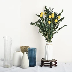 Amazon Top Seller Golden Ball Craspedia Eucalyptus Wedding Decoration Dried Flower Bouquet