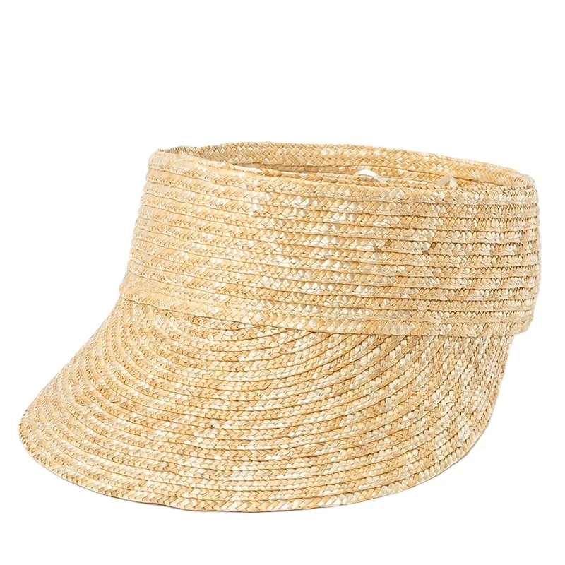 Shinehats Playa Sunbonnet Empty Top Wheat Straw Peaked Cap Straw Hat Natural Color Black Sombrero Sun Hats for Women Floppy OEM
