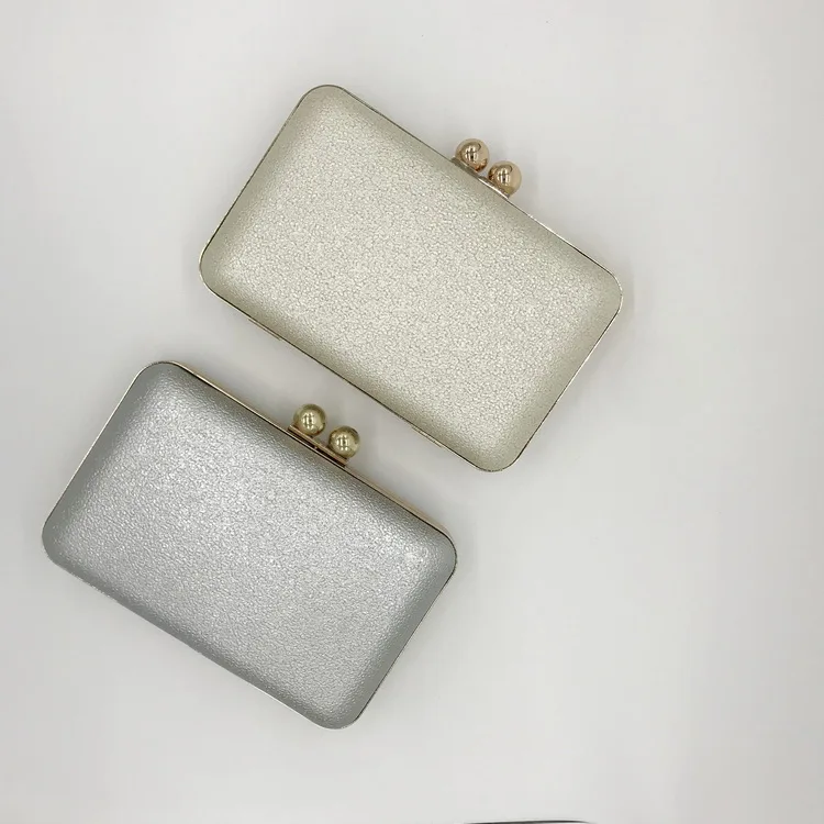 
Fancy Best Selling Style Vintage Purse Handmade Silver Shiny PU Leather Clutch Bag With Metal Frame Women Evening Dress Bag 
