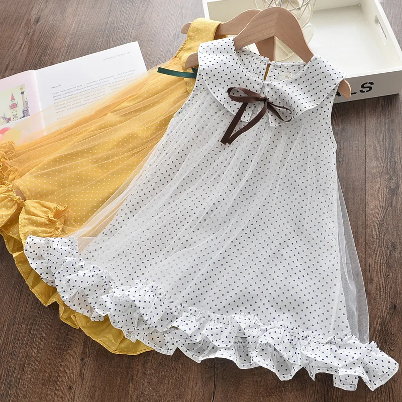 Wholesale Clothing Children Spanish 100% Cotton Lace Sleeveless Butterfly Lace-up Cotton Yarn Dresses For Girls