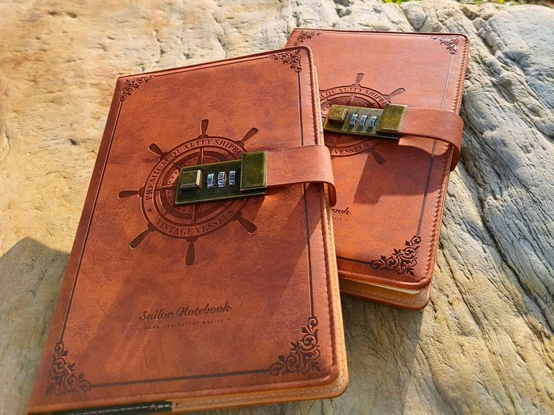 Diary With Lock Journal Gift Box Package Vintage PU Leather Diary With Lock Secrets Writing Locking Journals Diary