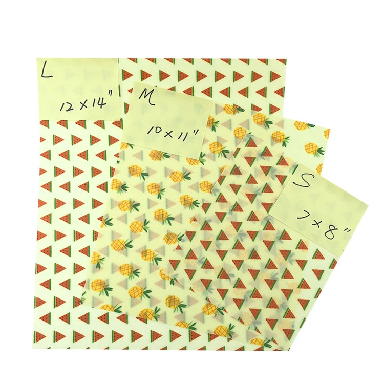 100% Cotton Organic Natural Beeswax Food Wrap Sustainable BeesWax Food Wraps