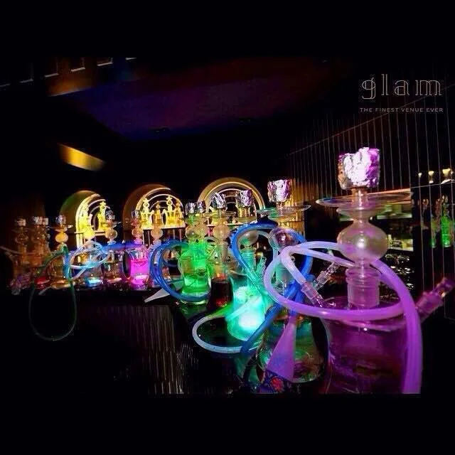 All glass material 57CM Shisha Glass Hookah Classic Russian Style With Led Light