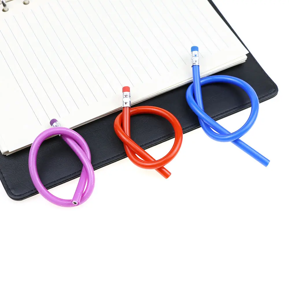 DASHENG Promotional 18cm Soft PVC HB Pencil Funny Bendable Standard Pencil DIY No Wood Non-toxic Flexible Pencil for Children