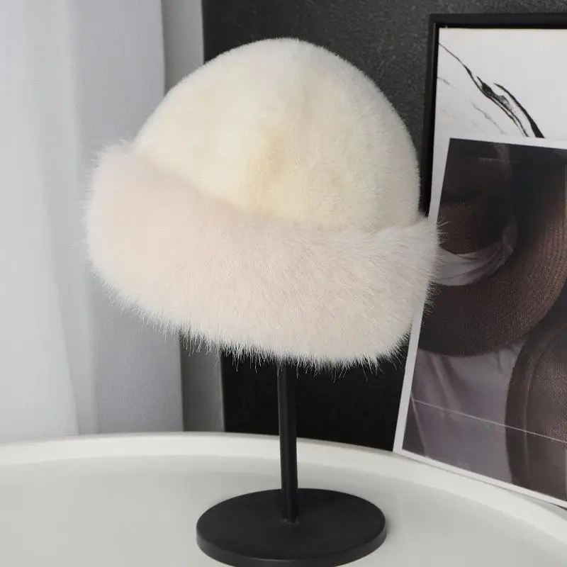 Hot Selling Fall Winter Fluffy Faux Fur Bucket Hats Women Plush Warm Colorful Cap Fashion Ladies Furry Bucket Cap