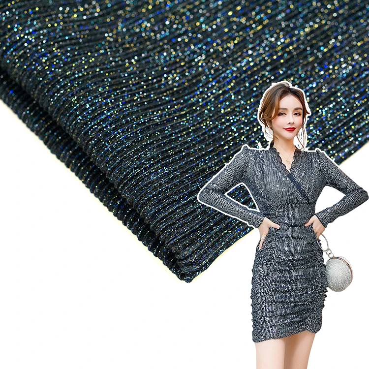 Новый тип трикотажа полиэстер эластичный золотой и серебряный шелк женская модная одежда ткань