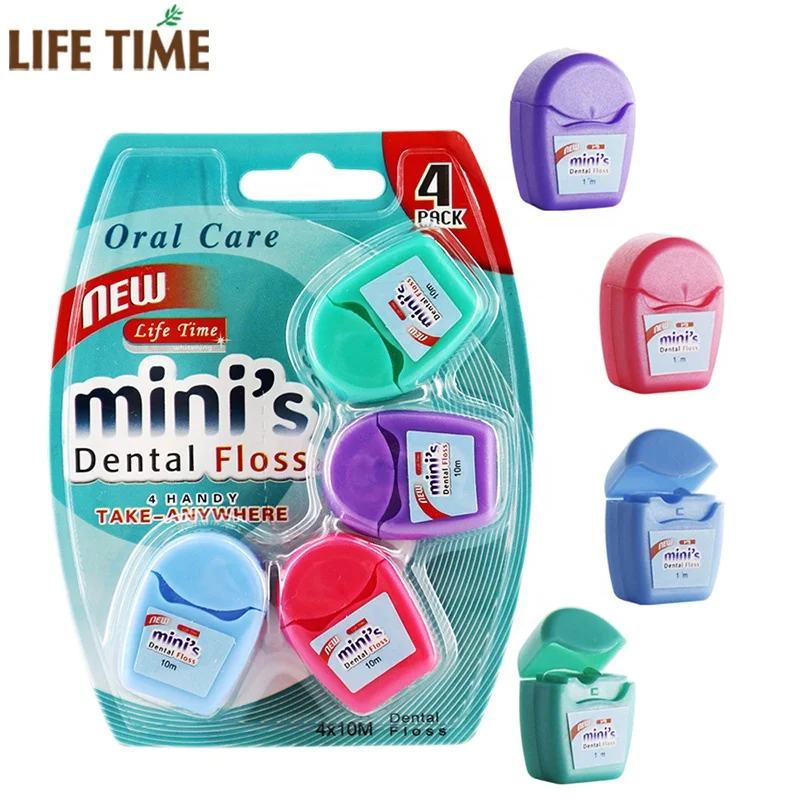Travel pack dental floss set colorful 10m 15m mini dental floss fashion mini dental floss