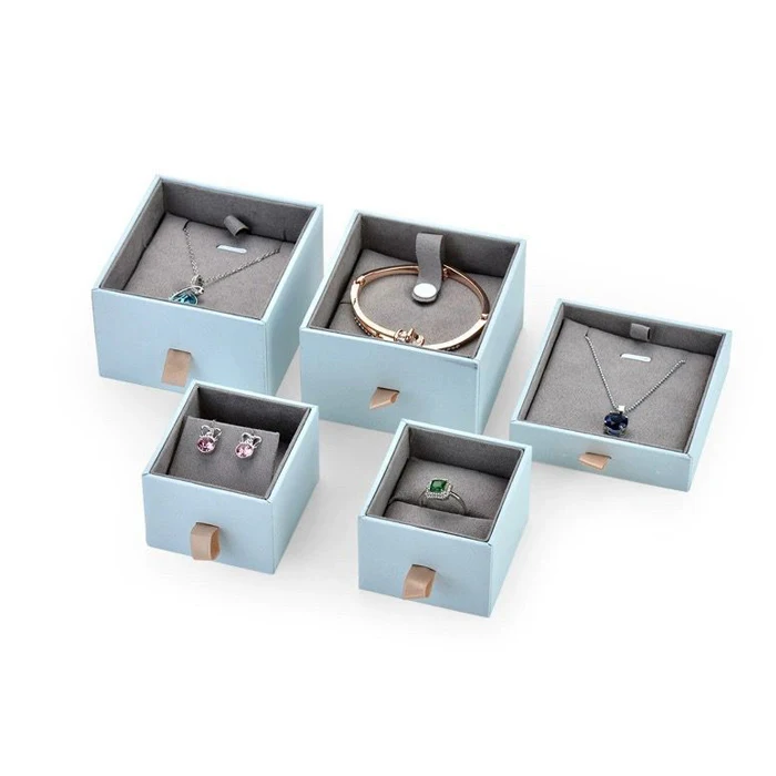 Wholesale Cardboard Navy blue white Sliding Drawer Wedding Jewelry Watch gift box packaging