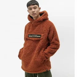 Streetwear Men Custom Logo Patch Oversized Thick Soft Teddy Warm Hoodie Sherpa Fleece Hoodie