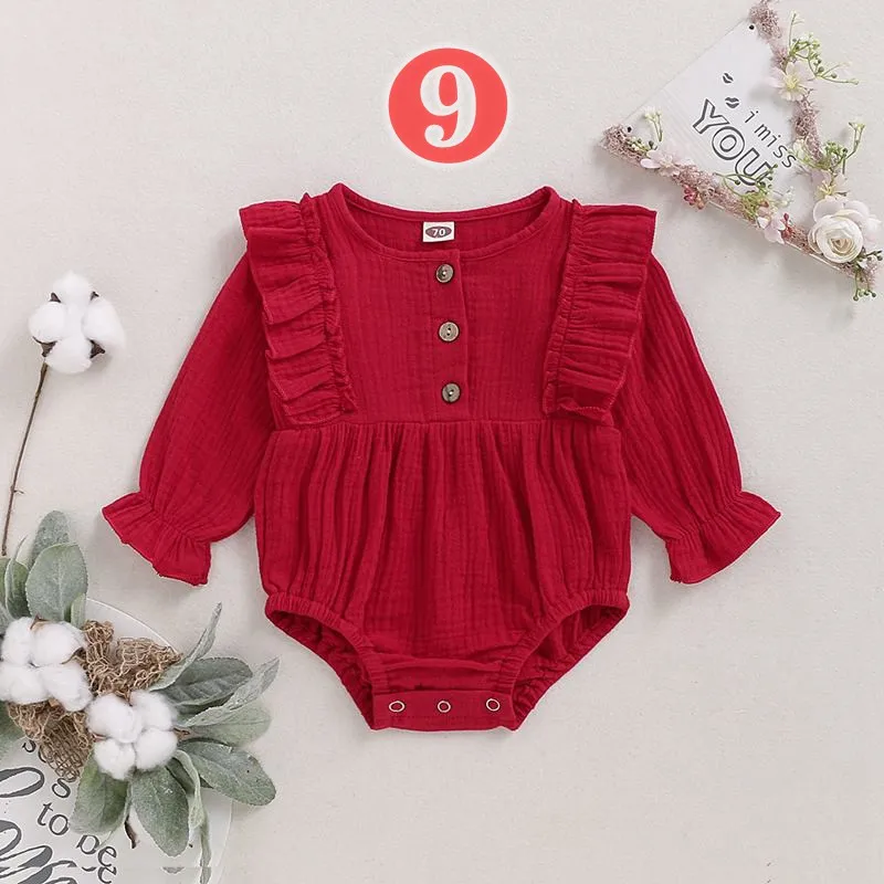 
Infant Linen cotton Newborn Baby Girl Romper Bodysuit Ruffle Bowknot One-Piece Jumpsuit Outfit Clothes Summer 