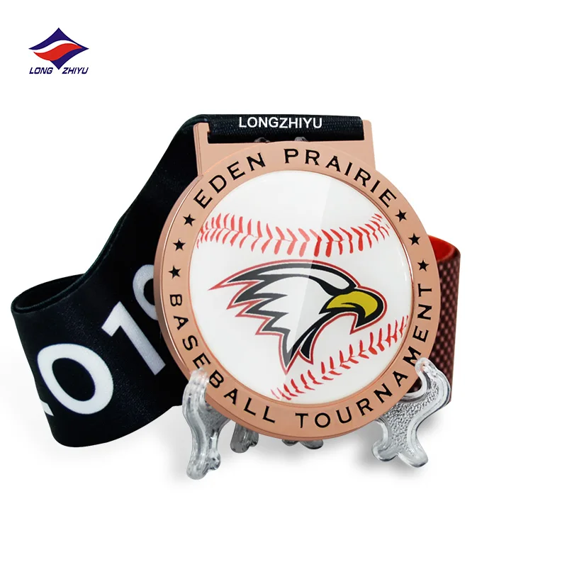 2020 Latest Hot Sale Baseball Tournament Medal with Custom Logo Sports Competition Medals with Ribbon Longzhiyu 14 Years Maker
