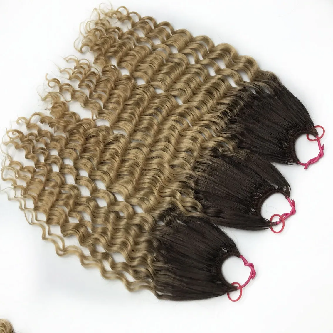 Top quality Virgin Remy Feather Line Hair In Natural Japan Market Korea no tip Hair Extension With Cotton Thread