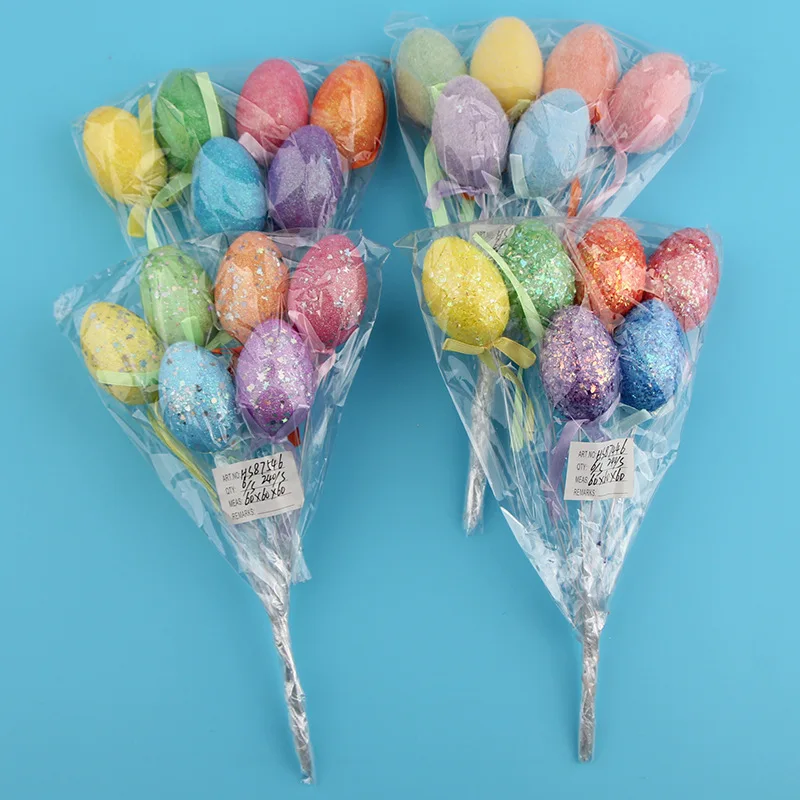 2024 Easter Festival Decorations-Colorful Sequins Easter Egg Stick Cartoon Toy Egg for Party Decorations