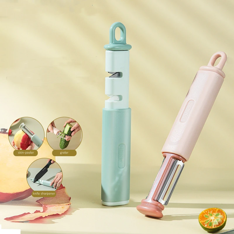 kitchen gadgets Stainless Steel Multi-functional Peeler Fruit Vegetable Peeler Carrot Grater Paring knife with Sharpening Tool