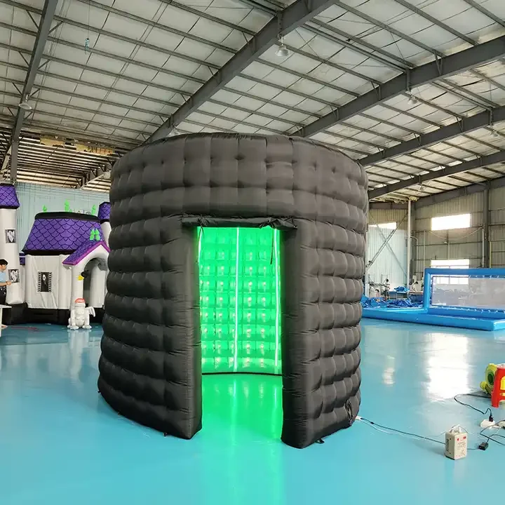 Romans New Vogue Tension Fabric Led Video 360 Photo Booth Enclosure Backdrop Green Screen Custom Stand Circular Sequin