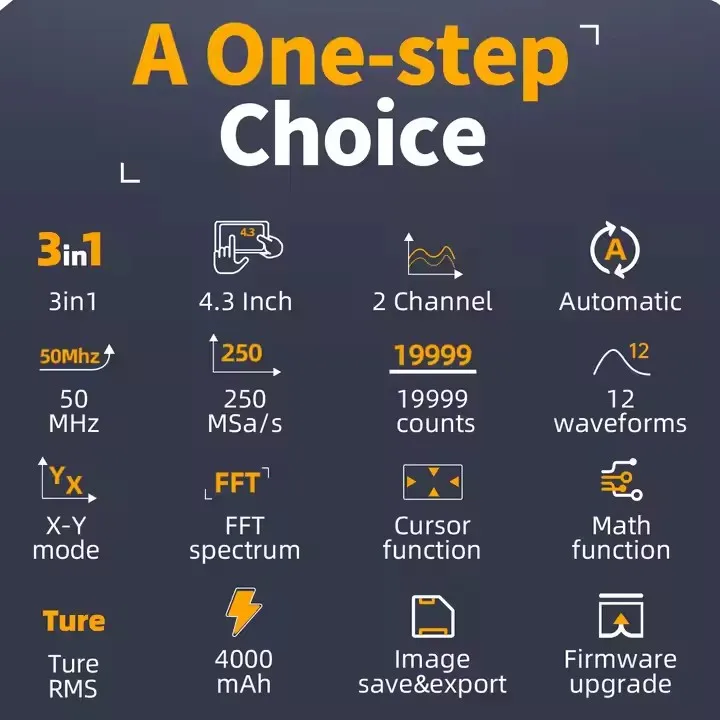 FNIRSI 2C53P 50Mhz 250MSa/s dual-channel 3 in1 flat-panel oscilloscope with multimeter signal generator