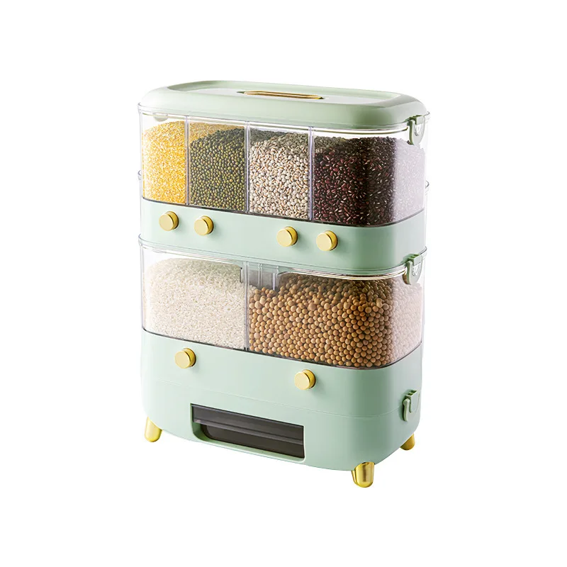Rectangular Large - Capacity Double - Layer 6 - Section Dry Food And Cereal Grain Dispenser