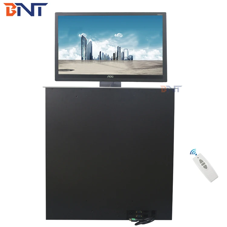 Conference Desktop Retractable Computer LCD Monitor Motorized Lifting Mechanism with Remote Control