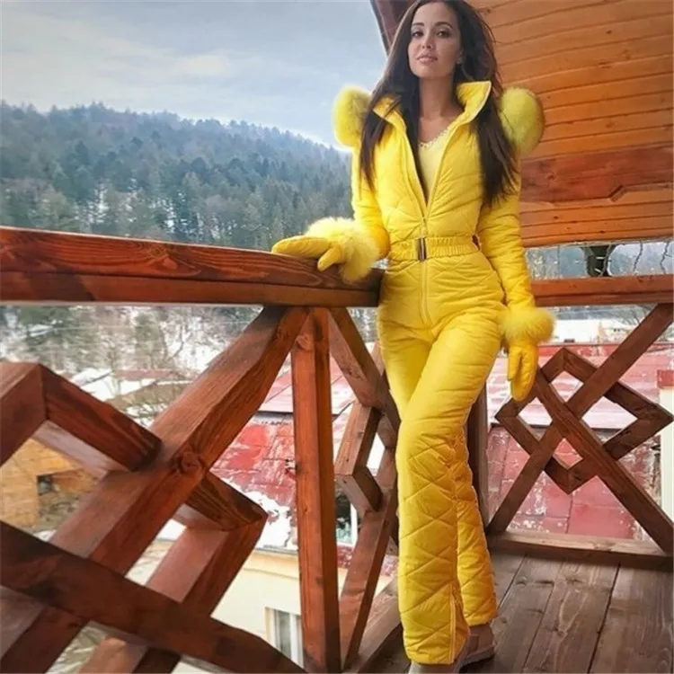 wholesale women winter ski wear jumpsuit ladies rainbow warm onesie ski suit