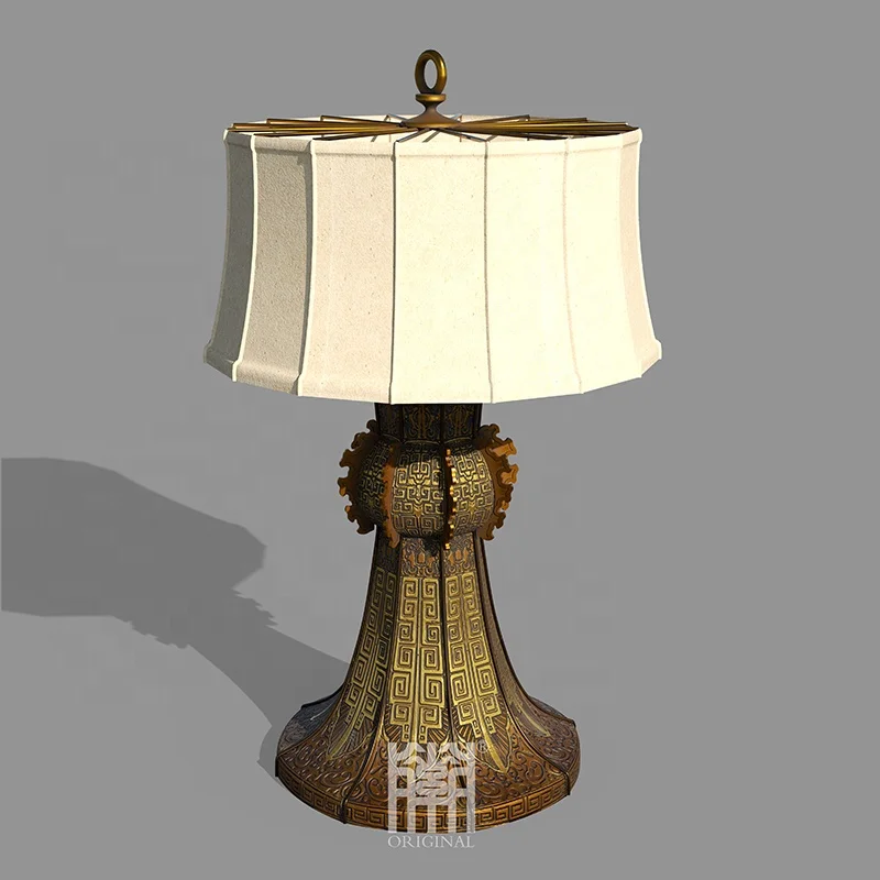 
Porcelain Decorative Lighted Table Lamp Bedside Brass Chinese Customized Energy Saving BRONZE Residential Project Installation 