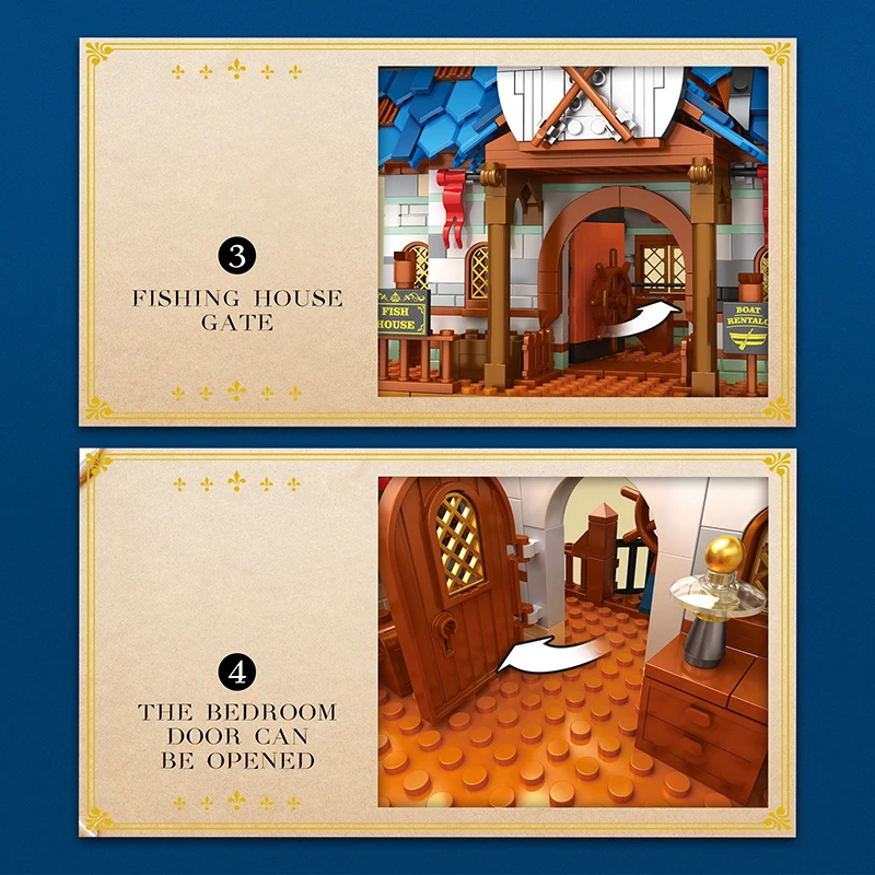 Reobrix 66007 Old Fishing Shop Store Building Blocks  Bricks Fish House Brick Fisherman Moc Streetview Modular Kit Children Toys