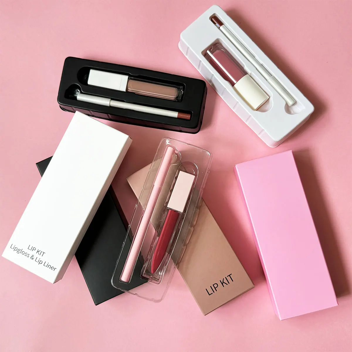 make your own beauty lip kit Private label cruety free vegan glossy pigmented lip gloss and lip liner set