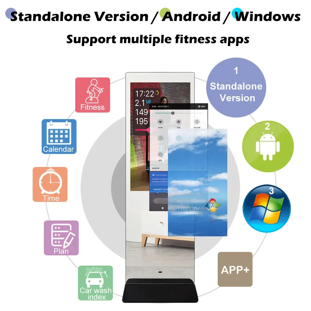 Virtual Home Gym Full Size Body Smart Workout Gym Mirror Display Vanity Virtual 23inch Fitness Smart Mirror Magic Training