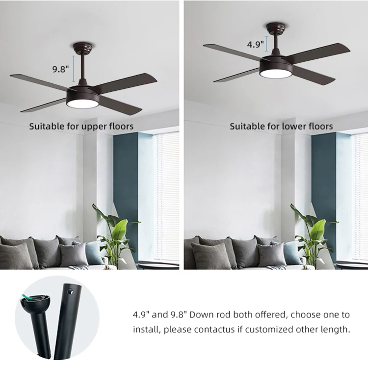 New Design Living Room 220 Volt 4 Blade Home Led Remote Control Ceiling Fan Light