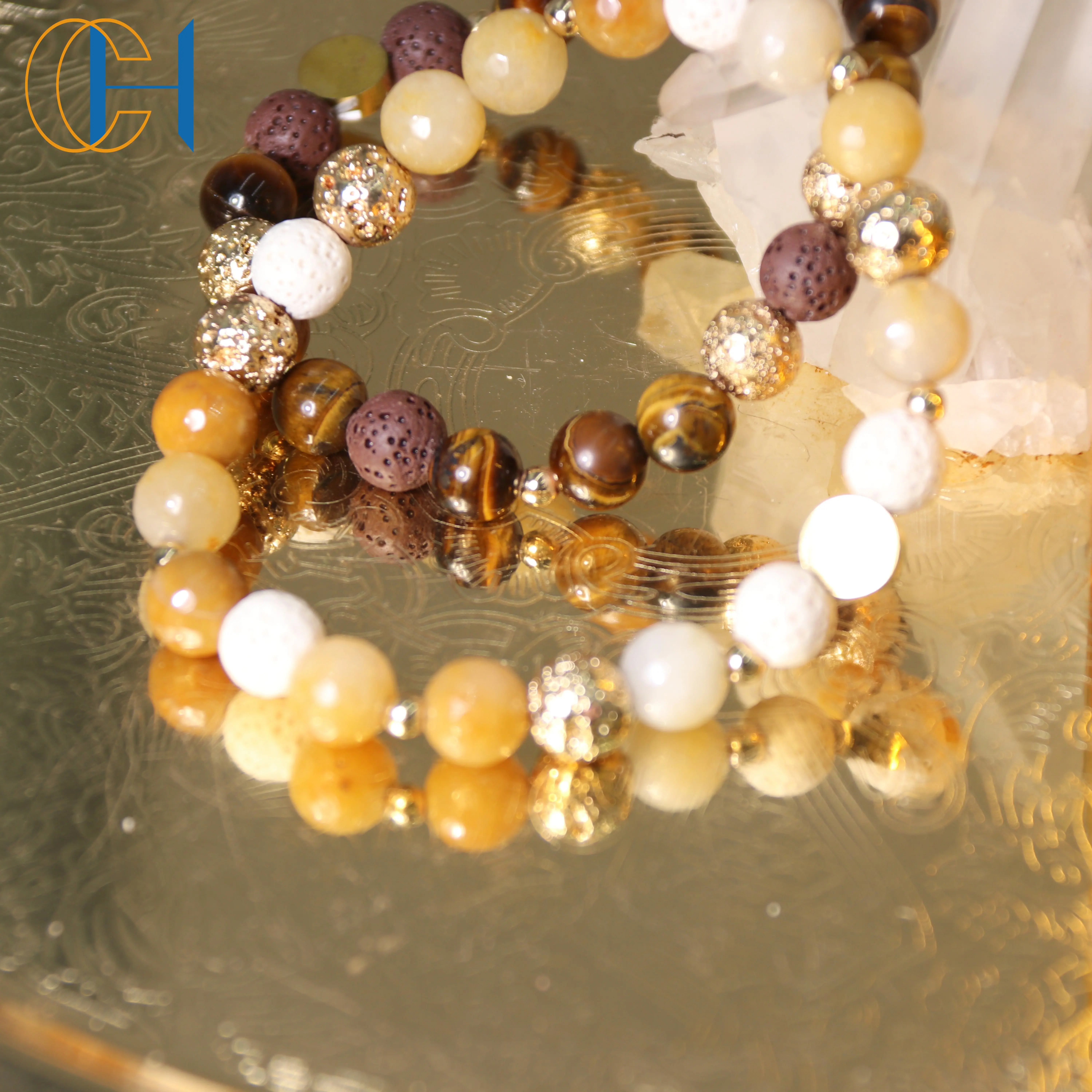 C&H OEM Rose Quartz Amethyst Essential Fragrance Oil Massage Oil Bracelet