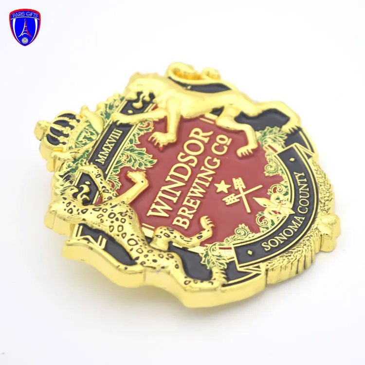 High Quality 3D Gold Plated Metal Nameplate WINDSOR BREWING Personalized Name Plates for SONOMA COUNTY