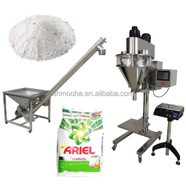 Flour Powder Bag Filling Machine SUS304 Auger Screw Filler Bakery Flour Starch Powder Weighing Filler With Clamp & Sealer